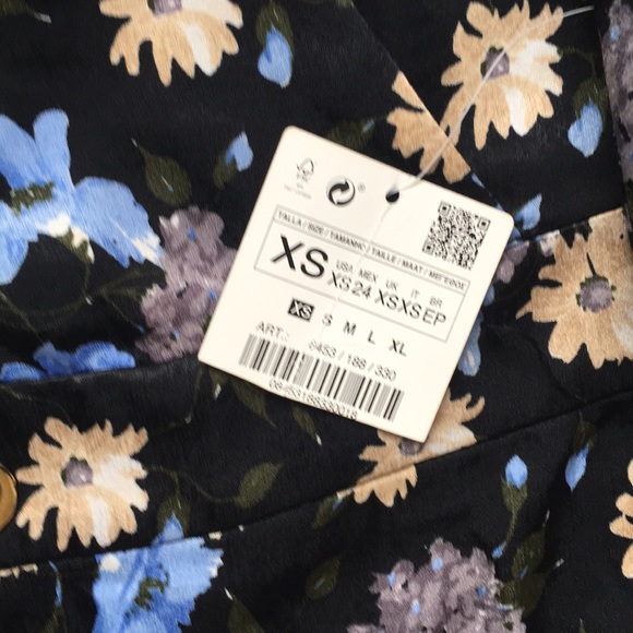 ZARA Long Sleeve Flower Dress NWT Sz XS - Picture 10 of 11